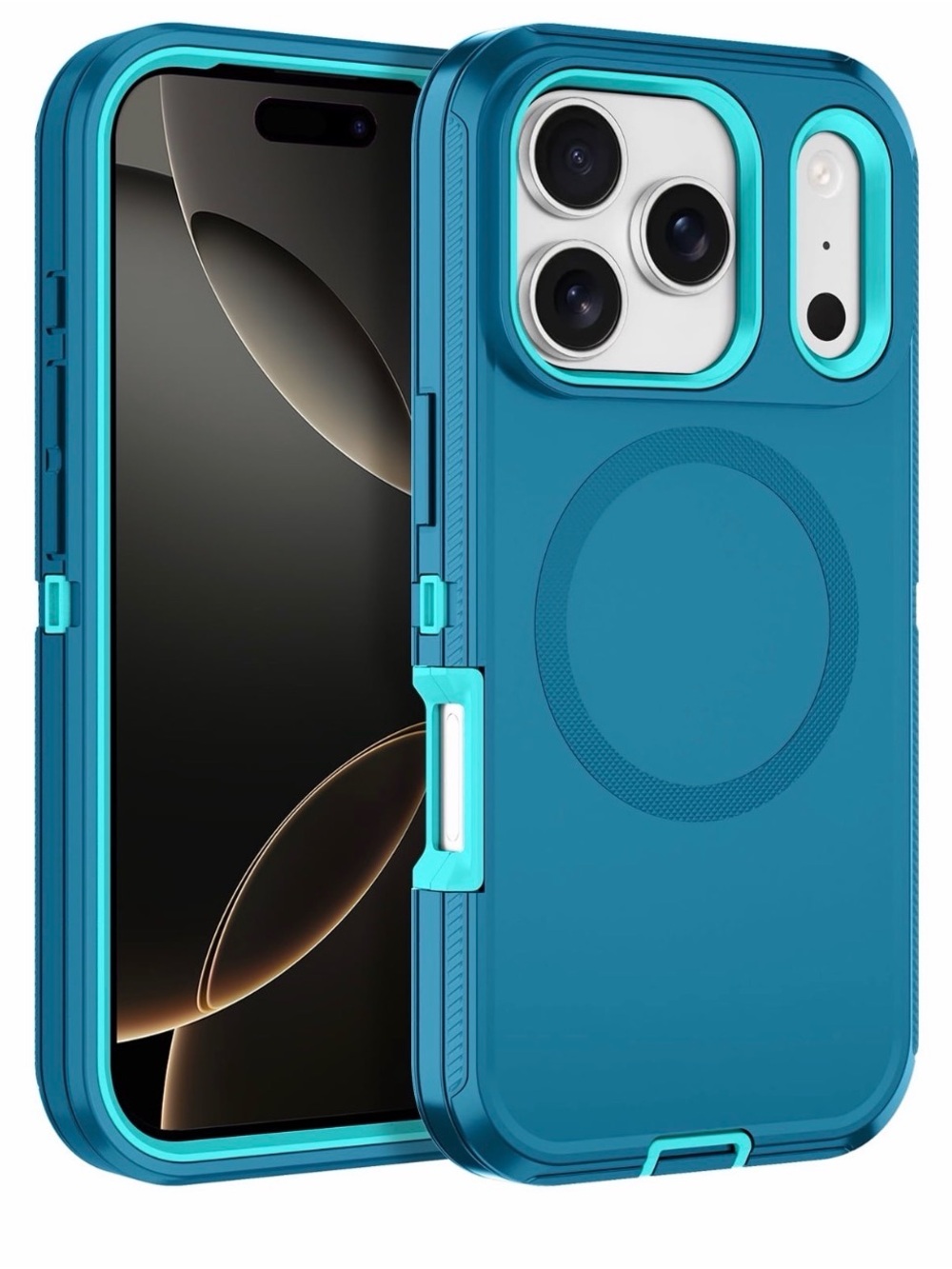 Rugged Magnetic-Compatible Teal Phone Case for iPhone 17 Pro Max